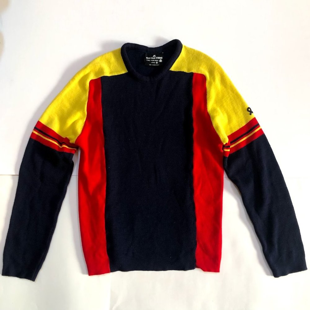 VINTAGE 70s Primary Colors Wool Ski Sweater